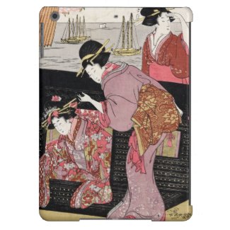 Cool japanese ukiyo-e trio geisha lady scroll iPad air covers