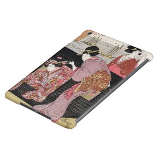 Cool japanese ukiyo-e trio geisha lady scroll iPad air covers
