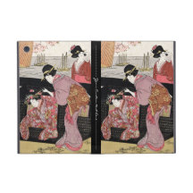 Cool japanese ukiyo-e trio geisha lady scroll iPad mini case
