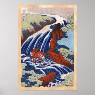 Cool japanese ukiyo-e vintage waterfall scenery posters