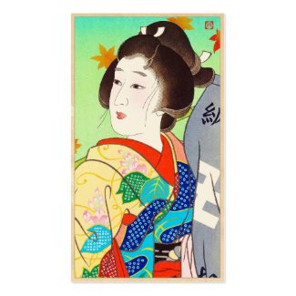 Cool japanese vintage lady geisha portrait art business card templates