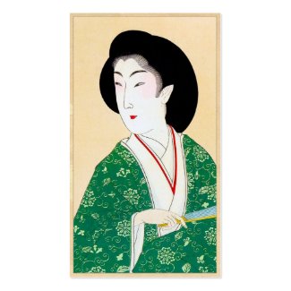 Cool japanese vintage lady geisha portrait art business card template