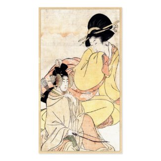 Cool japanese vintage lady geisha portrait art business card template