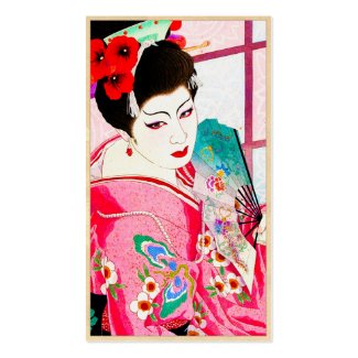 Cool japanese vintage lady geisha portrait art business cards