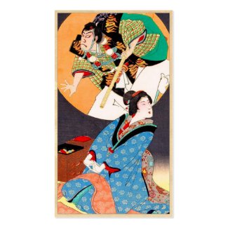 Cool japanese vintage lady geisha portrait art business card templates