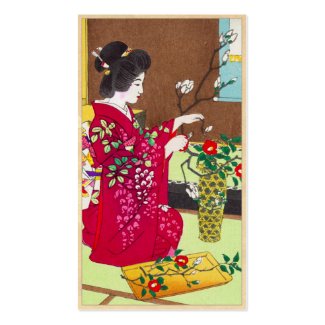 Cool japanese vintage lady geisha portrait art business card template