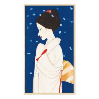 Cool japanese vintage lady geisha portrait art business card template
