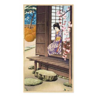 Cool japanese vintage lady geisha scenery art business card template