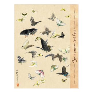 Cool japanese vintage ukiyo-e butterfly scroll postcard