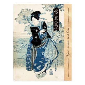 Cool japanese vintage ukiyo-e geisha lady woman postcard