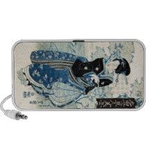 Cool japanese vintage ukiyo-e geisha lady woman travelling speakers