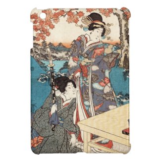 Cool japanese vintage ukiyo-e geisha old scroll iPad mini cases