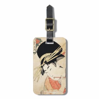Cool japanese vintage ukiyo-e geisha portrait tag for bags