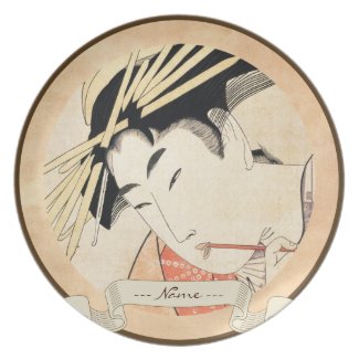 Cool japanese vintage ukiyo-e geisha portrait plate