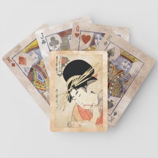 Cool japanese vintage ukiyo-e geisha portrait bicycle playing cards