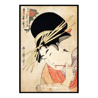 Cool japanese vintage ukiyo-e geisha portrait print