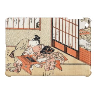 Cool japanese vintage ukiyo-e geisha scroll iPad mini case