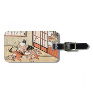 Cool japanese vintage ukiyo-e geisha scroll luggage tag