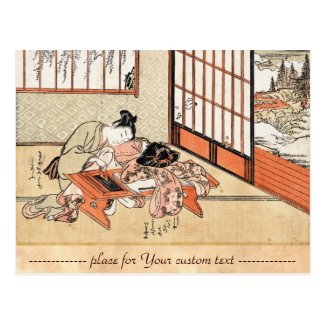 Cool japanese vintage ukiyo-e geisha scroll post cards