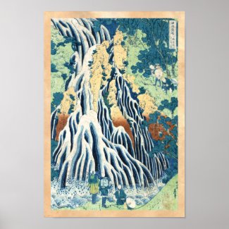 Cool japanese vintage ukiyo-e Hokusai waterfall Posters