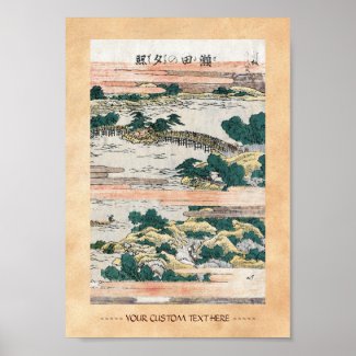 Cool japanese vintage ukiyo-e mountain field view posters