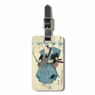 Cool japanese vintage ukiyo-e samurai warrior luggage tag