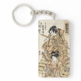 Cool japanese vintage ukiyo-e samuraj warrior art acrylic key chains