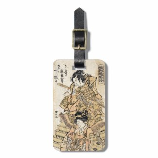 Cool japanese vintage ukiyo-e samuraj warrior art travel bag tags