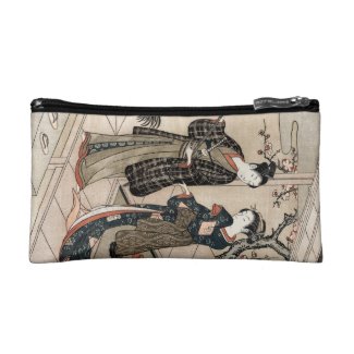 Cool japanese vintage ukiyo-e scroll two geisha cosmetic bags