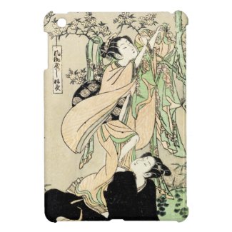 Cool japanese vintage ukiyo-e scroll two geishas iPad mini case