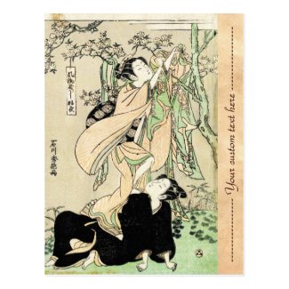 Cool japanese vintage ukiyo-e scroll two geishas post card