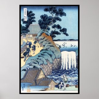 Cool japanese vintage ukiyo-e seaside landscape poster