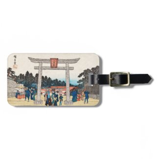 Cool japanese vintage ukiyo-e tori gate village tags for bags