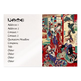 Cool japanese vintage ukiyo-e trio geisha scroll business card templates