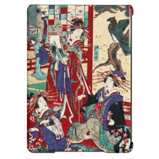 Cool japanese vintage ukiyo-e trio geisha scroll iPad air cover