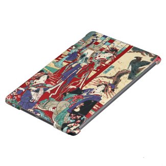 Cool japanese vintage ukiyo-e trio geisha scroll iPad air cover