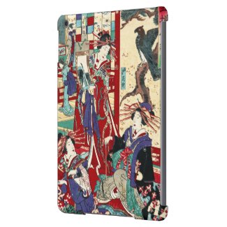 Cool japanese vintage ukiyo-e trio geisha scroll iPad air cover