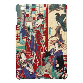 Cool japanese vintage ukiyo-e trio geisha scroll iPad mini case