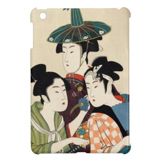 Cool japanese vintage ukiyo-e trio lady geisha art cover for the iPad mini