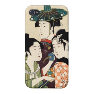 Cool japanese vintage ukiyo-e trio lady geisha art case for iPhone 4