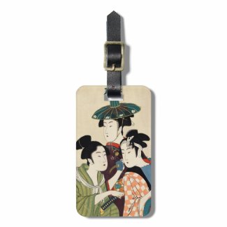 Cool japanese vintage ukiyo-e trio lady geisha art travel bag tag