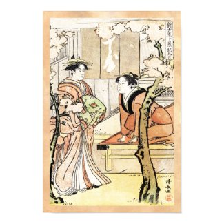 Cool japanese vintage ukiyo-e two geisha scroll print