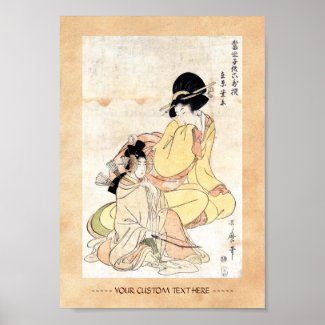 Cool japanese vintage ukiyo-e two ladies woman art posters