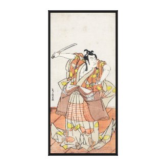 Cool japanese vintage ukiyo-e warrior old scroll canvas print