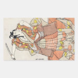 Cool japanese vintage ukiyo-e warrior old scroll rectangular stickers