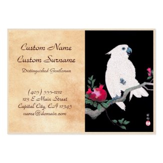 Cool japanese white cockatoo parrot tropical bird business card template