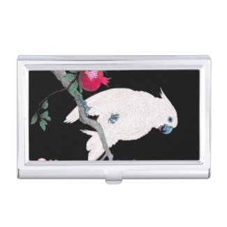 Cool japanese white cockatoo parrot tropical bird business card holder