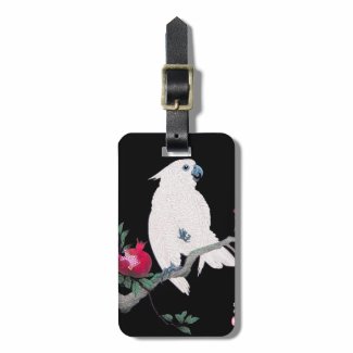 Cool japanese white cockatoo parrot tropical bird bag tag