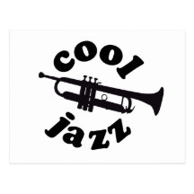 cool jazz silhouette trumpet post card