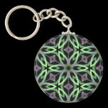 Cool kalieodscopic flowers purple and green keychains